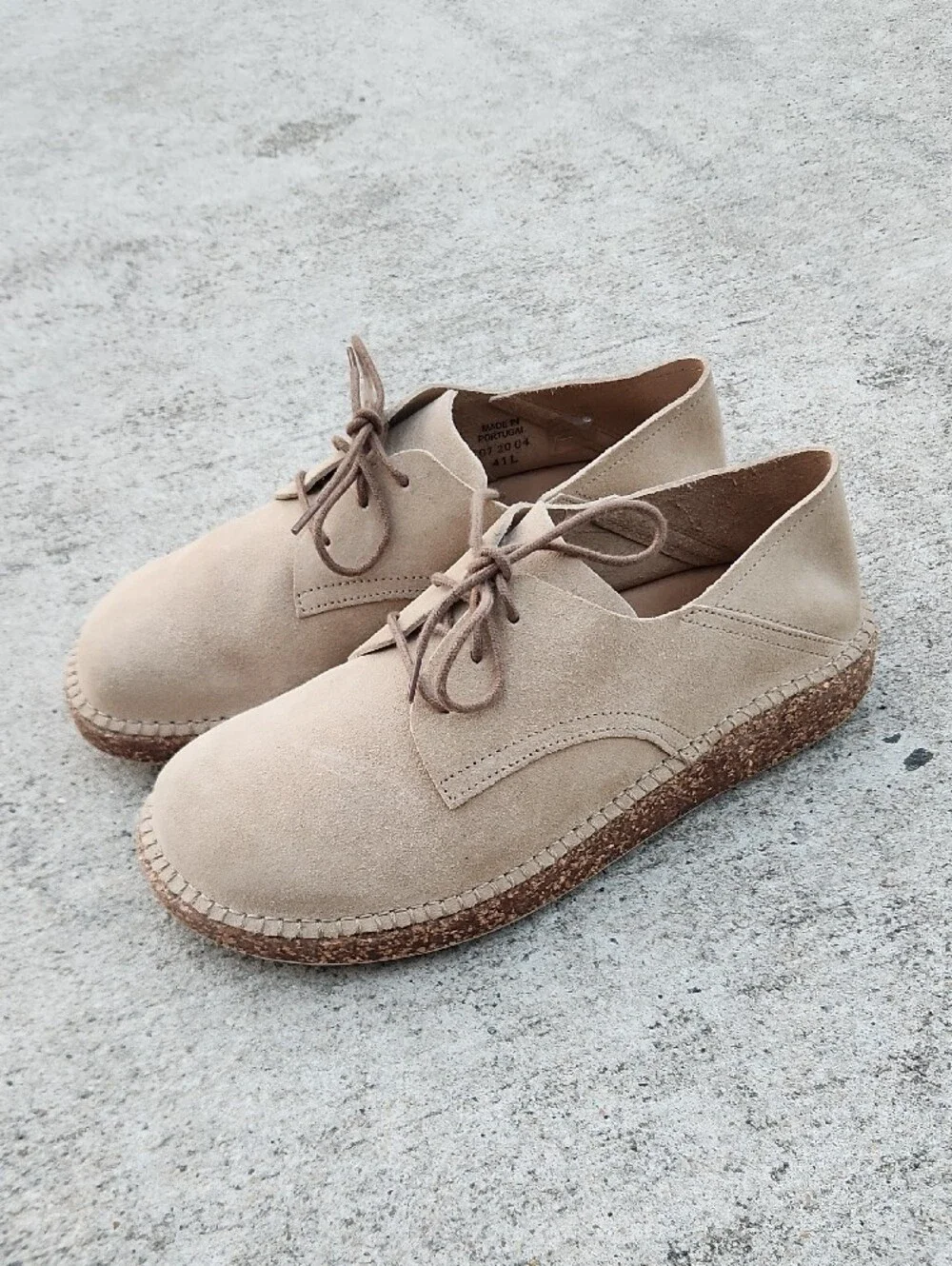 Birkenstock Men's Suede Derby Shoes in Beige,Size 41